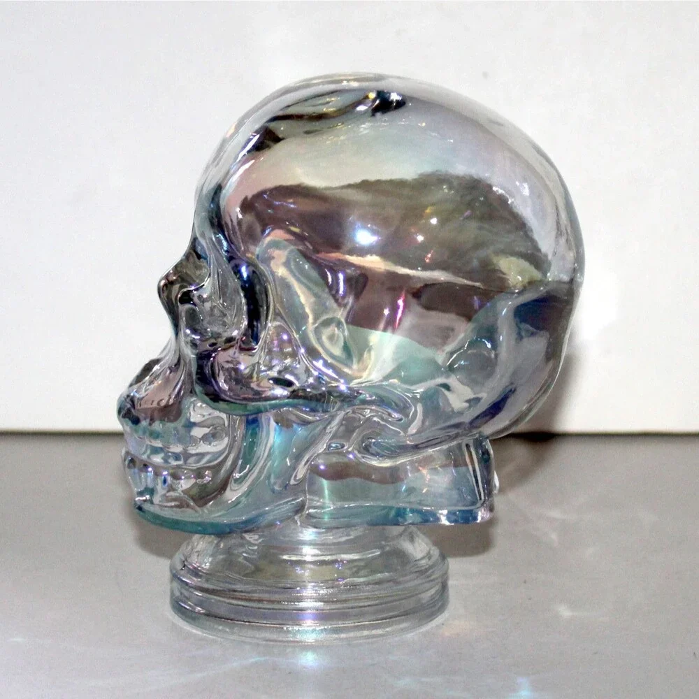 Glass Skull Iridescent clear 5.5” halloween house decor punk goth